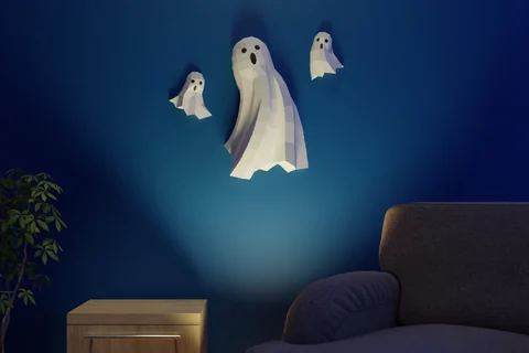3D papercraft Halloween ghosts