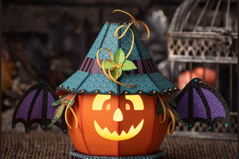 Batty Pumpkin Halloween pop-up paper craft